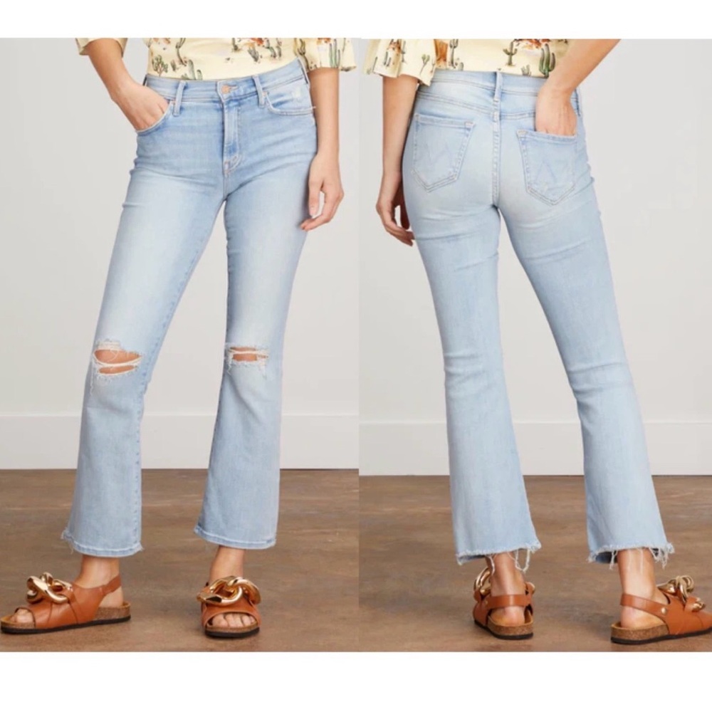 Mother Denim The Outsider Ankle Chew in Poisoned Petals Cropped Jeans Size 27